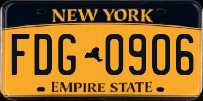 NY license plate FDG0906