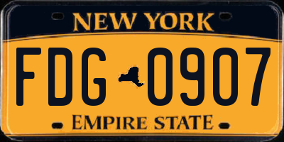 NY license plate FDG0907