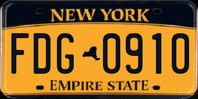 NY license plate FDG0910