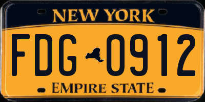 NY license plate FDG0912