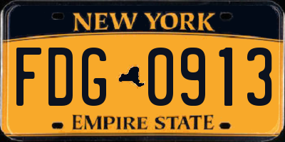 NY license plate FDG0913