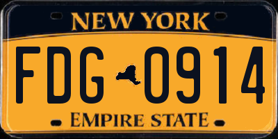 NY license plate FDG0914