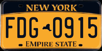 NY license plate FDG0915