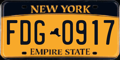 NY license plate FDG0917