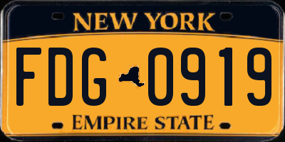 NY license plate FDG0919