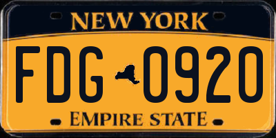 NY license plate FDG0920