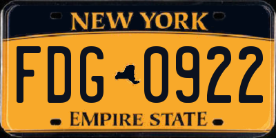 NY license plate FDG0922
