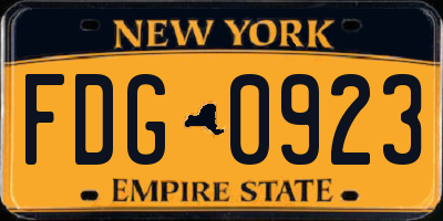 NY license plate FDG0923