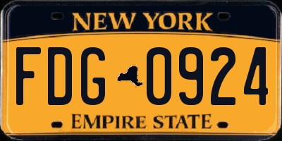 NY license plate FDG0924