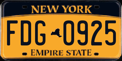 NY license plate FDG0925