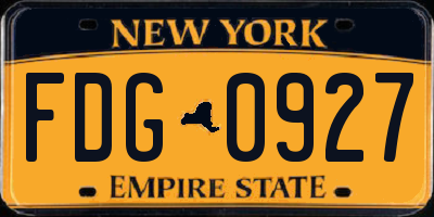 NY license plate FDG0927