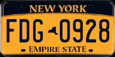 NY license plate FDG0928
