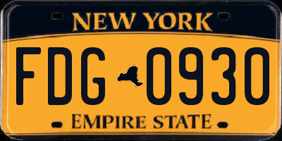 NY license plate FDG0930