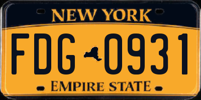 NY license plate FDG0931