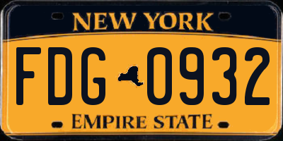 NY license plate FDG0932