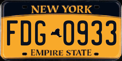 NY license plate FDG0933