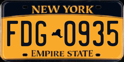 NY license plate FDG0935
