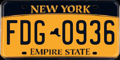 NY license plate FDG0936