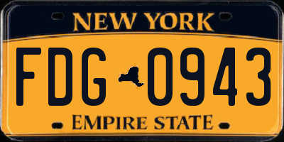 NY license plate FDG0943