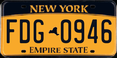 NY license plate FDG0946