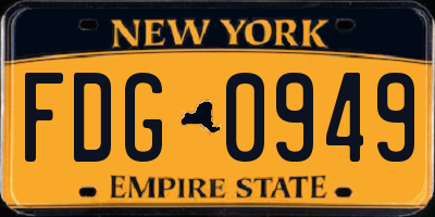 NY license plate FDG0949