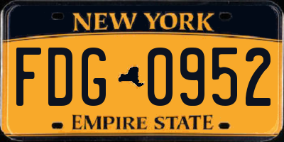 NY license plate FDG0952