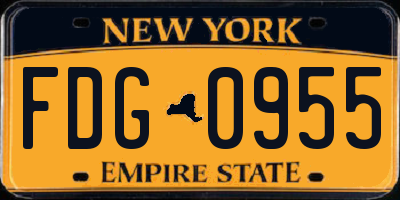 NY license plate FDG0955