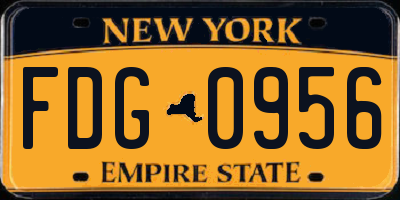 NY license plate FDG0956