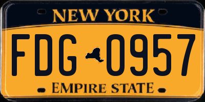NY license plate FDG0957