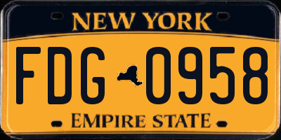 NY license plate FDG0958