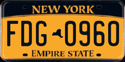 NY license plate FDG0960