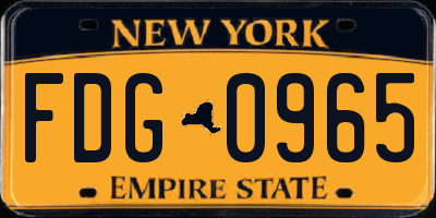 NY license plate FDG0965