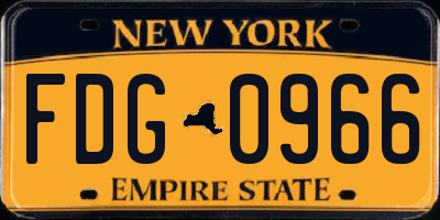 NY license plate FDG0966