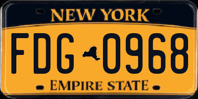 NY license plate FDG0968