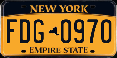 NY license plate FDG0970
