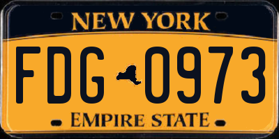 NY license plate FDG0973