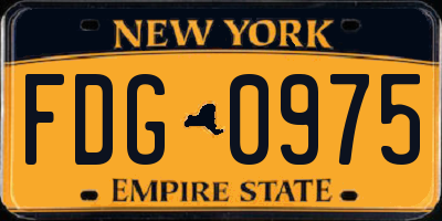 NY license plate FDG0975