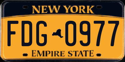 NY license plate FDG0977