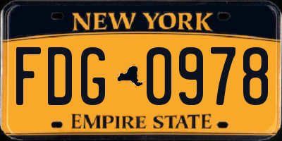 NY license plate FDG0978