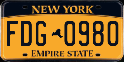 NY license plate FDG0980