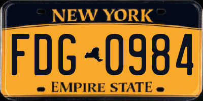 NY license plate FDG0984
