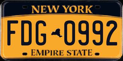 NY license plate FDG0992