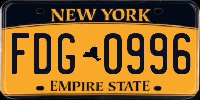 NY license plate FDG0996