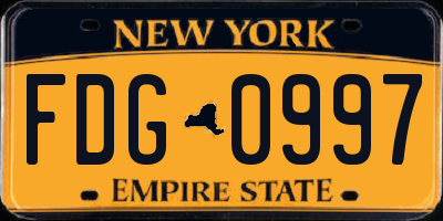 NY license plate FDG0997