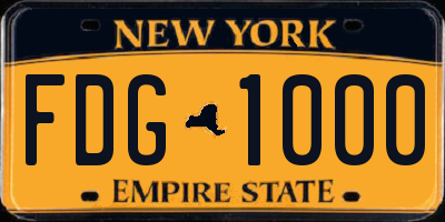 NY license plate FDG1000