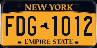 NY license plate FDG1012