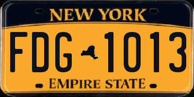 NY license plate FDG1013
