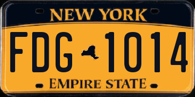 NY license plate FDG1014