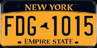 NY license plate FDG1015