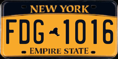 NY license plate FDG1016